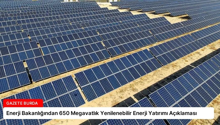 Enerji Bakanlığından 650 Megavatlık Yenilenebilir Enerji Yatırımı Açıklaması